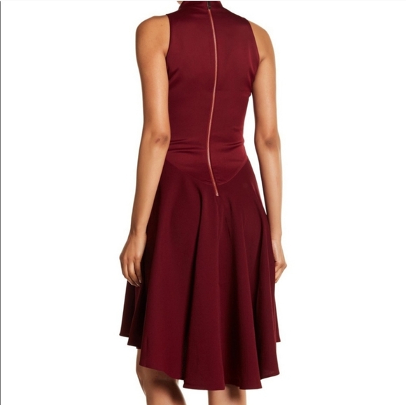 Ted‎ Baker Dress Kandal Midi High Low Fit and Flare in Burgundy 1 XS - Picture 7 of 7